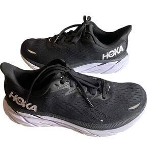 Hoka One W Clifton 8 Wide Women Sz 8 D Black White Running Sneaker 1121375 BWHT